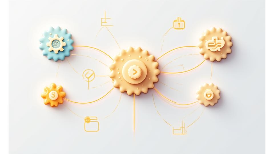 Ilustracja symbolizująca pliki cookies i mechanizmy śledzenia, przedstawiająca stylizowane ciasteczka cyfrowe z ikonami prywatności i ustawień, otoczone siecią połączeń cyfrowych. Dominują kolory marki, w tym akcenty #F2C94C, symbolizujące personalizację i wybór użytkownika.